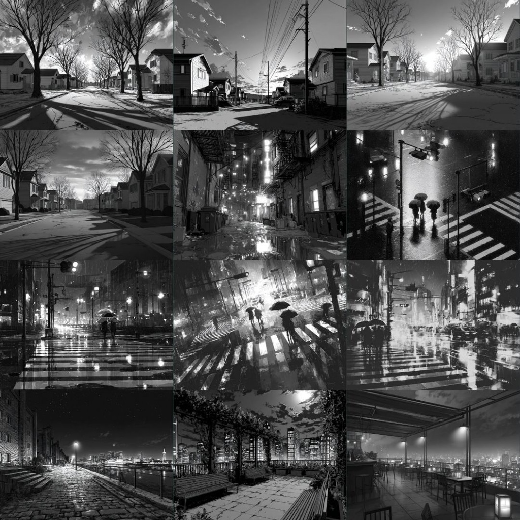 【TRPG背景素材】モノクロ 250枚|風景・施設・ファンタジー・ホラー