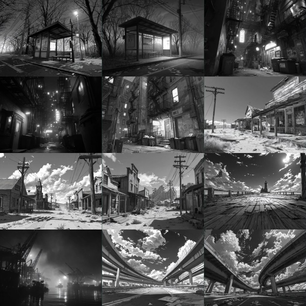 【TRPG背景素材】モノクロ 250枚|風景・施設・ファンタジー・ホラー