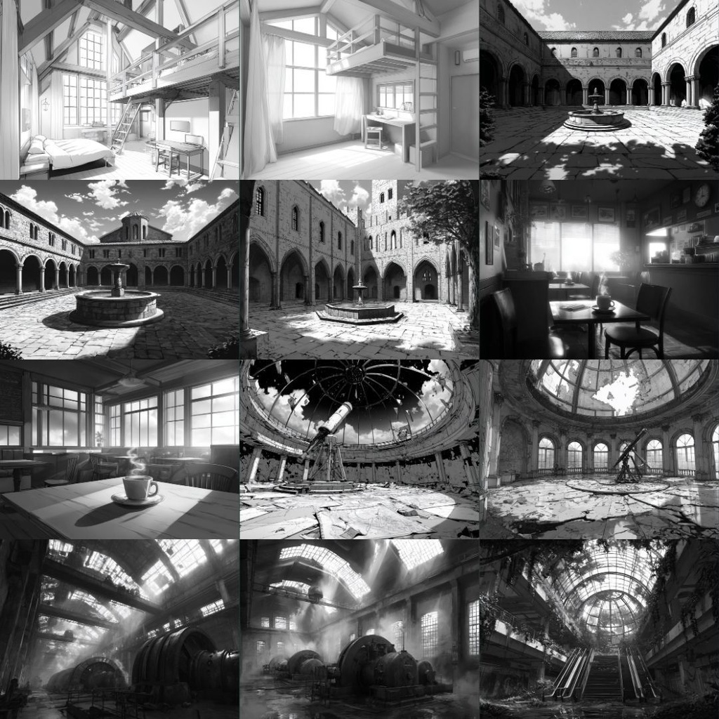 【TRPG背景素材】モノクロ 250枚|風景・施設・ファンタジー・ホラー