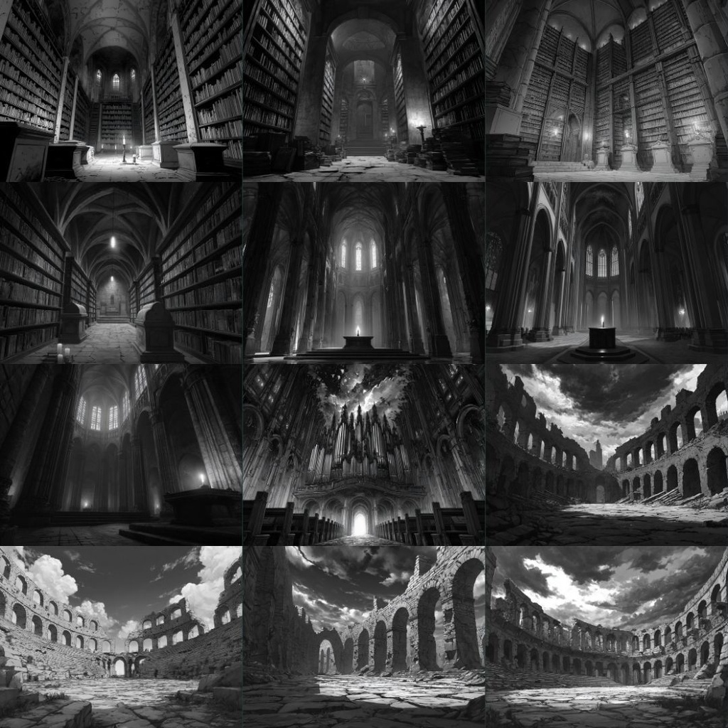 【TRPG背景素材】モノクロ 250枚|風景・施設・ファンタジー・ホラー