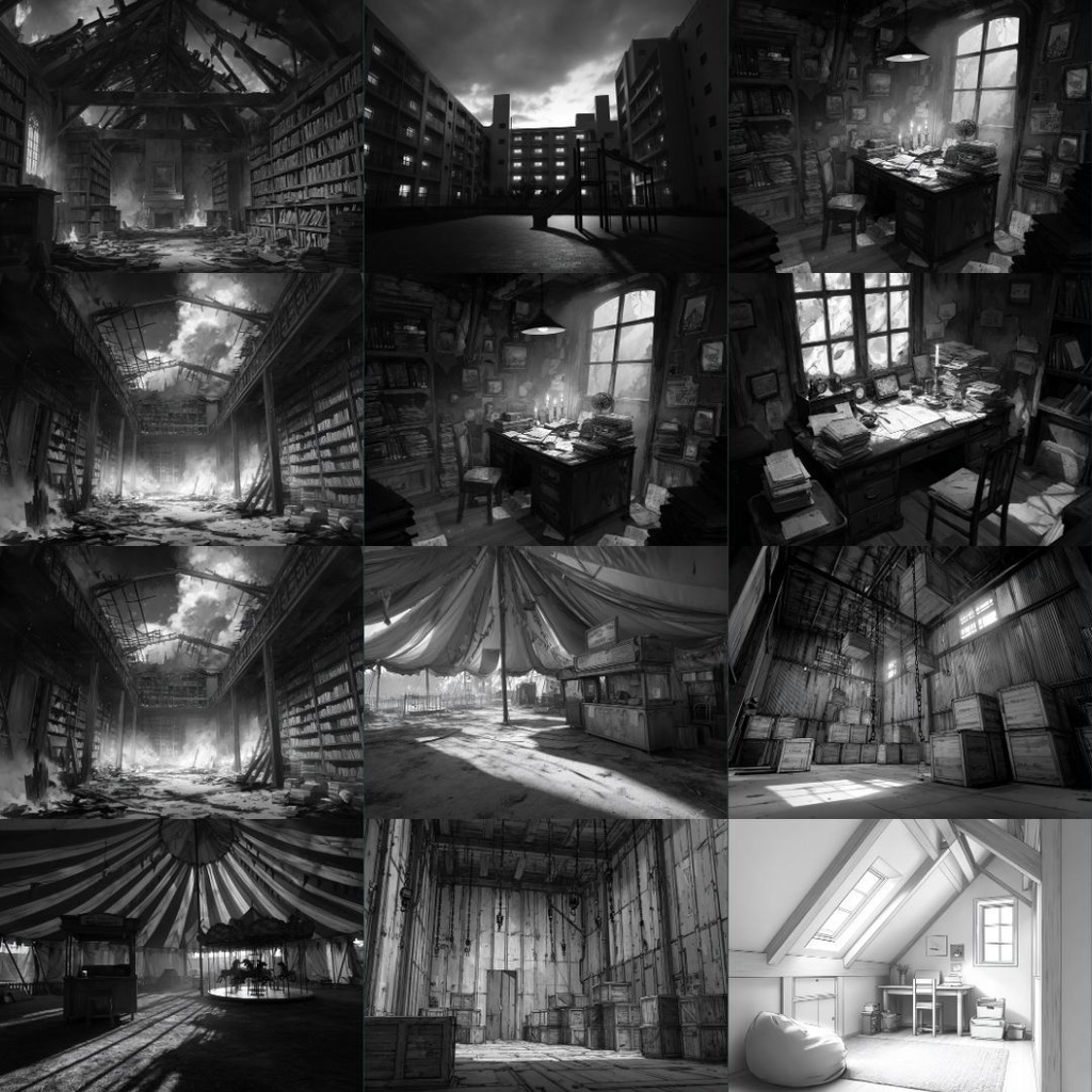 【TRPG背景素材】モノクロ 250枚|風景・施設・ファンタジー・ホラー