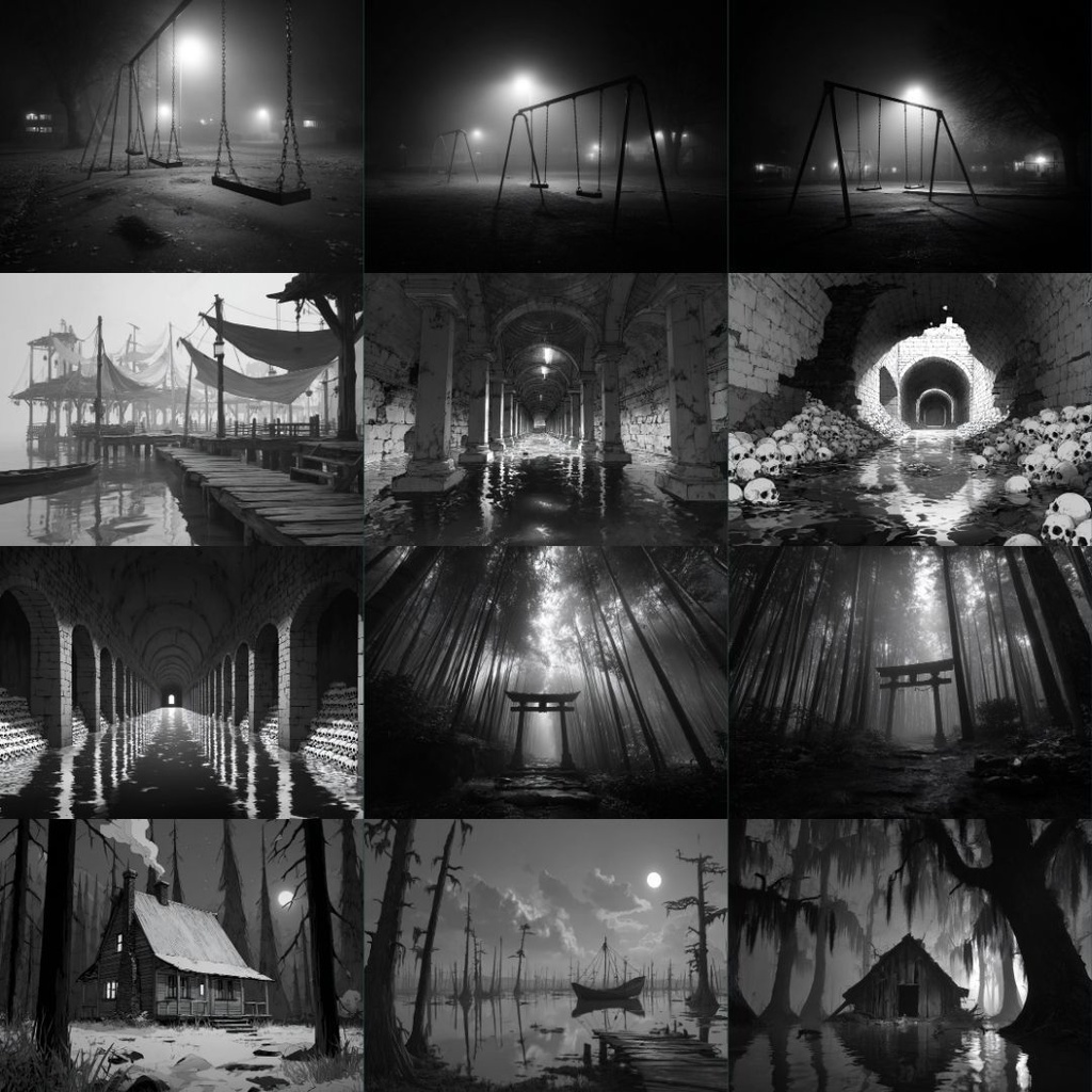 【TRPG背景素材】モノクロ 250枚|風景・施設・ファンタジー・ホラー