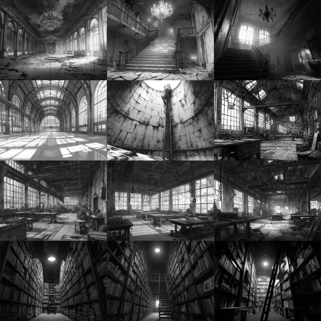 【TRPG背景素材】モノクロ 250枚|風景・施設・ファンタジー・ホラー