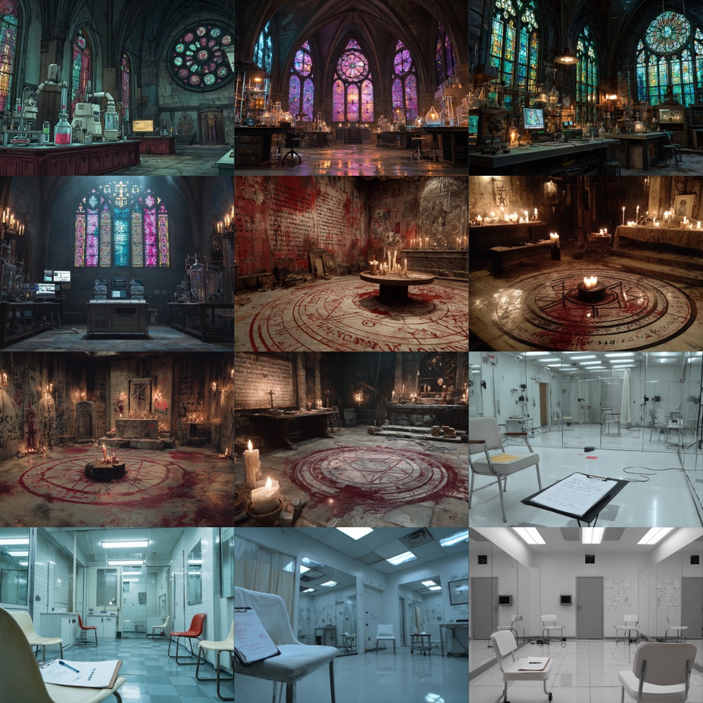【TRPG背景素材】様々な研究所 160枚|地下実験室・凍結・個室・脳科学・事故直後・資料保管庫・近未来・禁書保管・観察されている・教会跡地etc