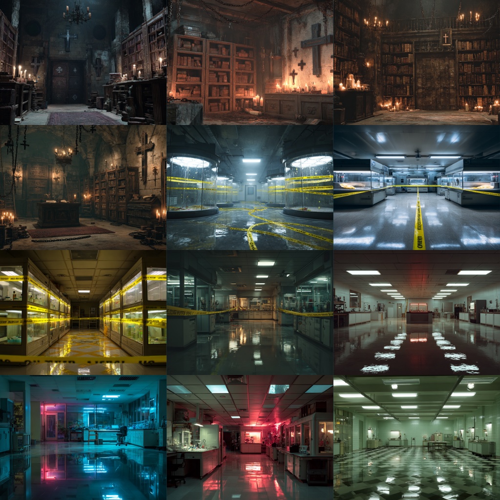 【TRPG背景素材】様々な研究所 160枚|地下実験室・凍結・個室・脳科学・事故直後・資料保管庫・近未来・禁書保管・観察されている・教会跡地etc