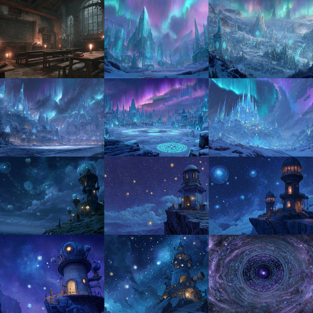 【TRPG背景素材】魔法の世界 135枚|図書室・天文塔・遺跡・空中都市・神殿・時空・魔法学園・森etc