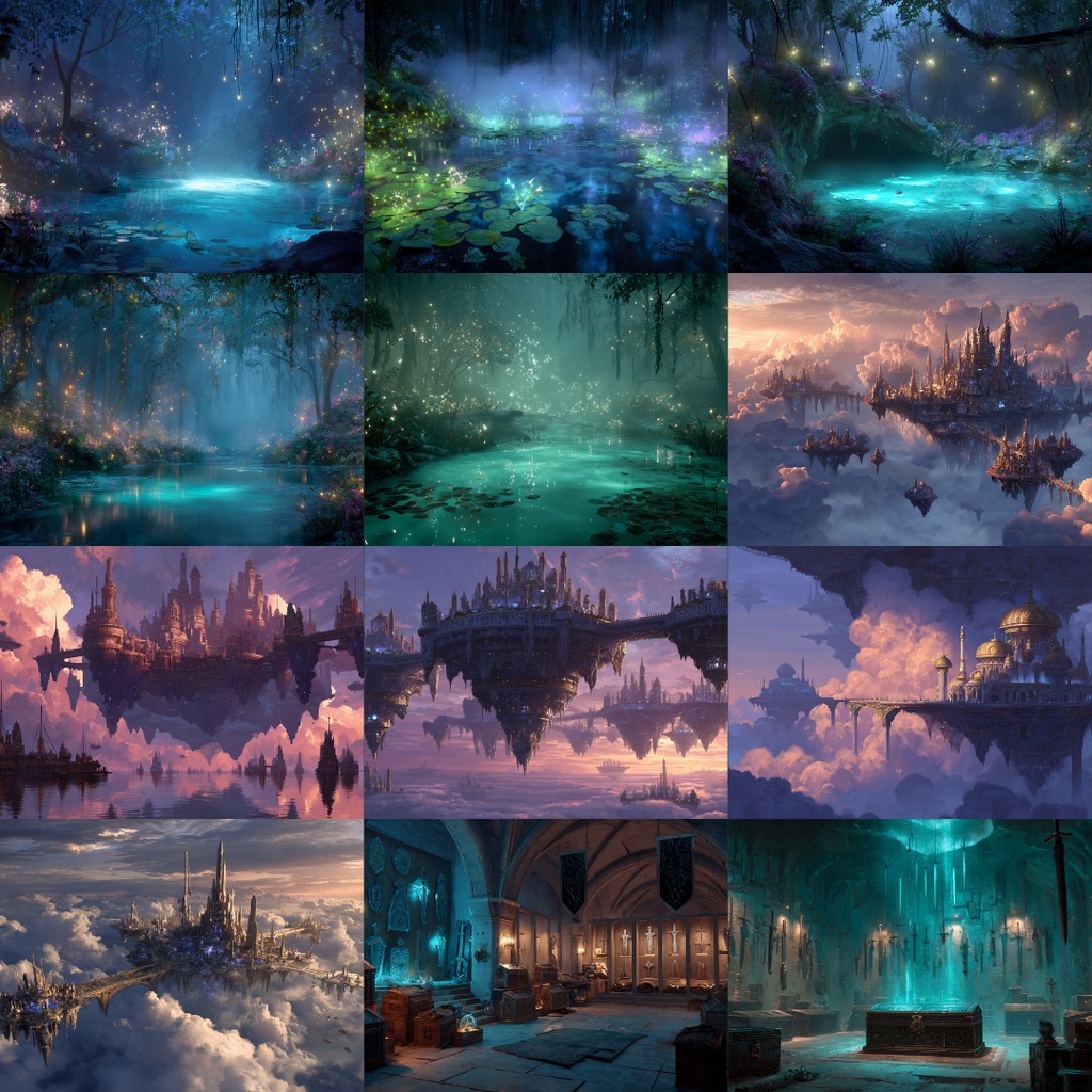 【TRPG背景素材】魔法の世界 135枚|図書室・天文塔・遺跡・空中都市・神殿・時空・魔法学園・森etc