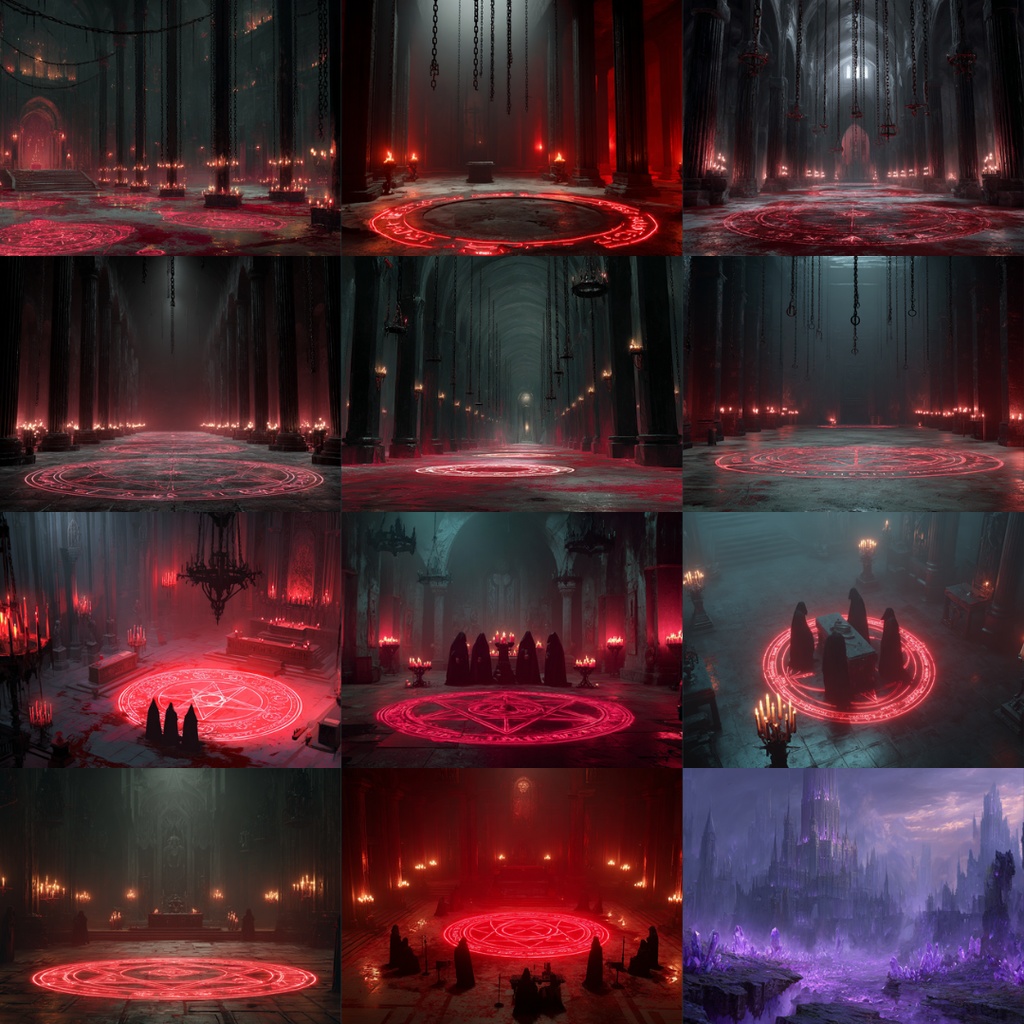 【TRPG背景素材】ダークファンタジー(魔法×ダークな世界)135枚|祭壇・玉座・聖堂・魔法円・牢獄・図書館etc