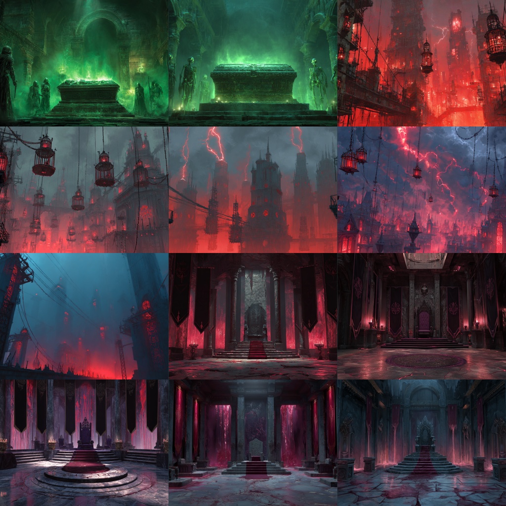 【TRPG背景素材】ダークファンタジー(魔法×ダークな世界)135枚|祭壇・玉座・聖堂・魔法円・牢獄・図書館etc