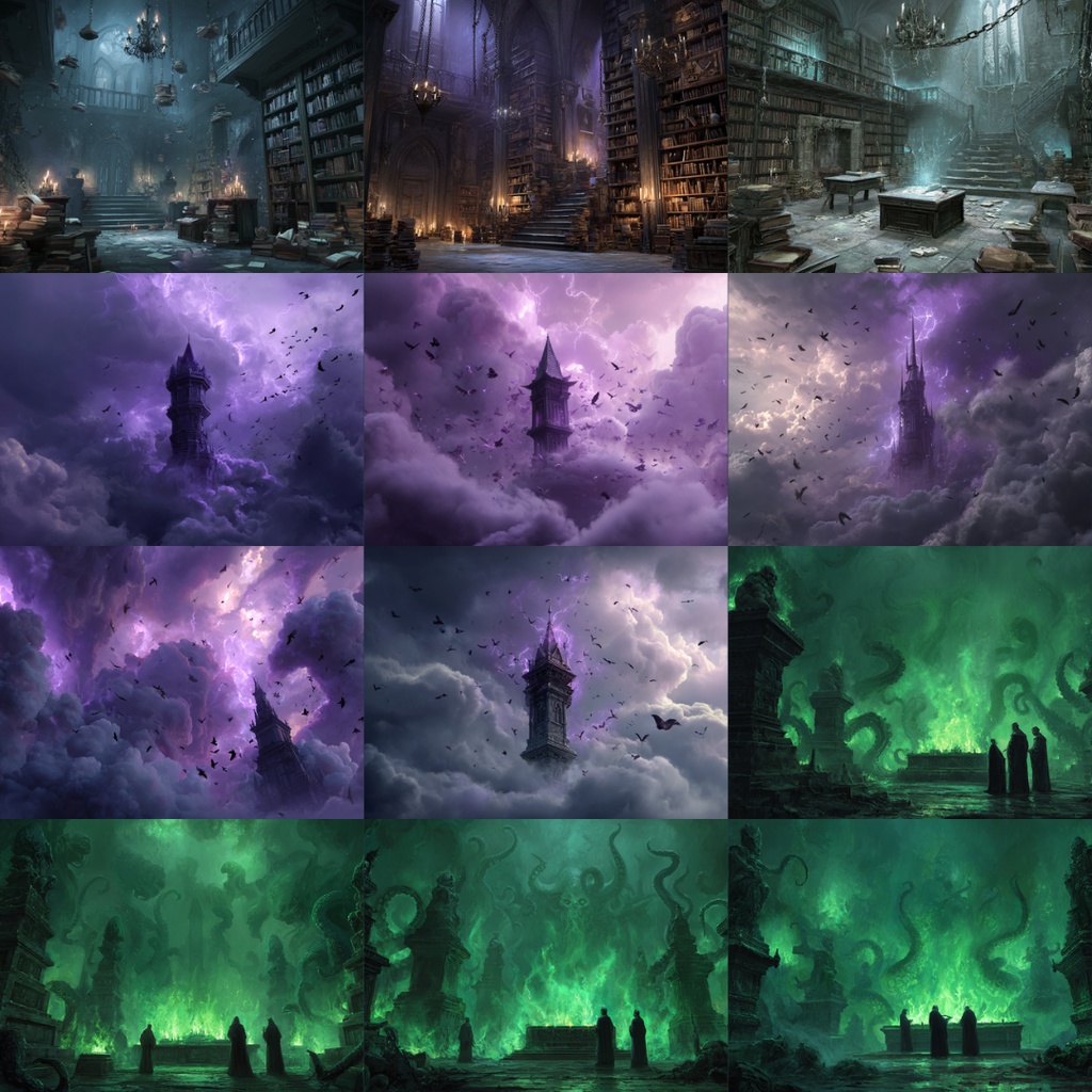 【TRPG背景素材】ダークファンタジー(魔法×ダークな世界)135枚|祭壇・玉座・聖堂・魔法円・牢獄・図書館etc