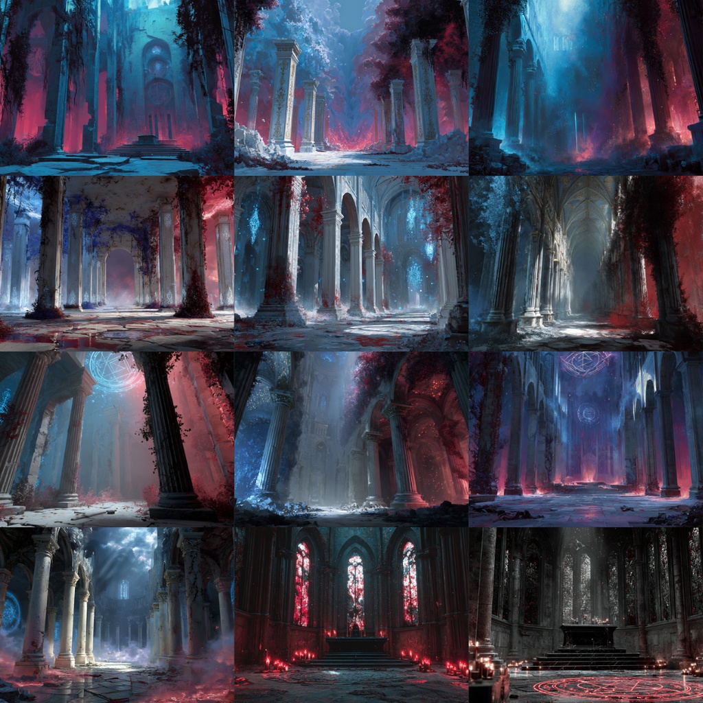 【TRPG背景素材】ダークファンタジー(魔法×ダークな世界)135枚|祭壇・玉座・聖堂・魔法円・牢獄・図書館etc