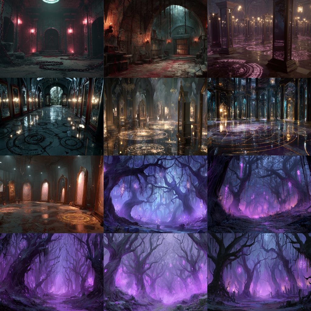 【TRPG背景素材】ダークファンタジー(魔法×ダークな世界)135枚|祭壇・玉座・聖堂・魔法円・牢獄・図書館etc