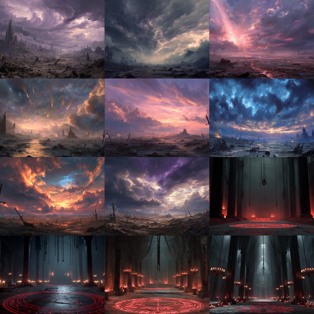 【TRPG背景素材】ダークファンタジー(魔法×ダークな世界)135枚|祭壇・玉座・聖堂・魔法円・牢獄・図書館etc