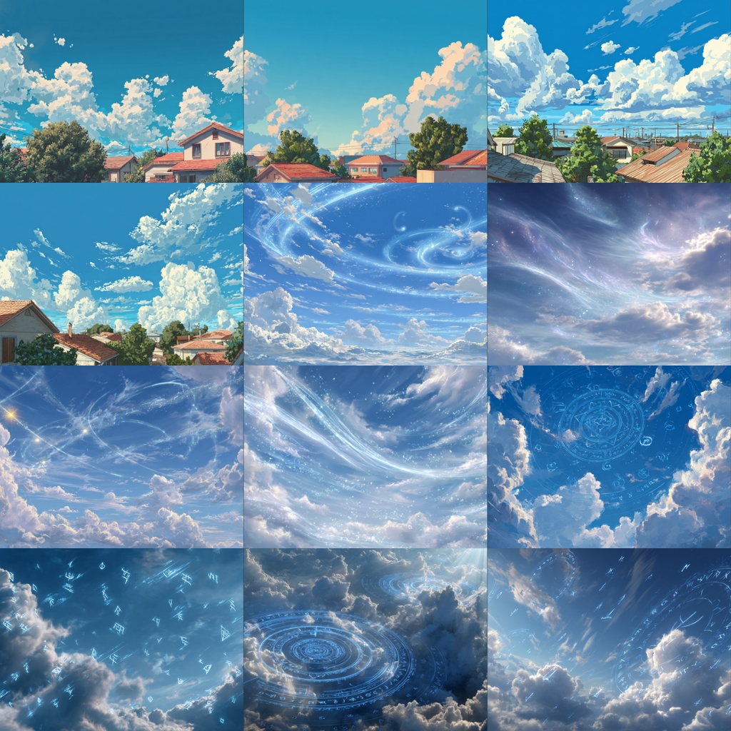 【TRPG背景素材】昼の青空 182枚|アニメ風・水彩画・油絵・ミニマルグラフィック・田舎・カフェ・屋上・Lofi・魔法etc