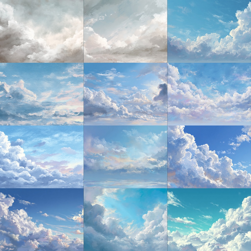 【TRPG背景素材】昼の青空 182枚|アニメ風・水彩画・油絵・ミニマルグラフィック・田舎・カフェ・屋上・Lofi・魔法etc