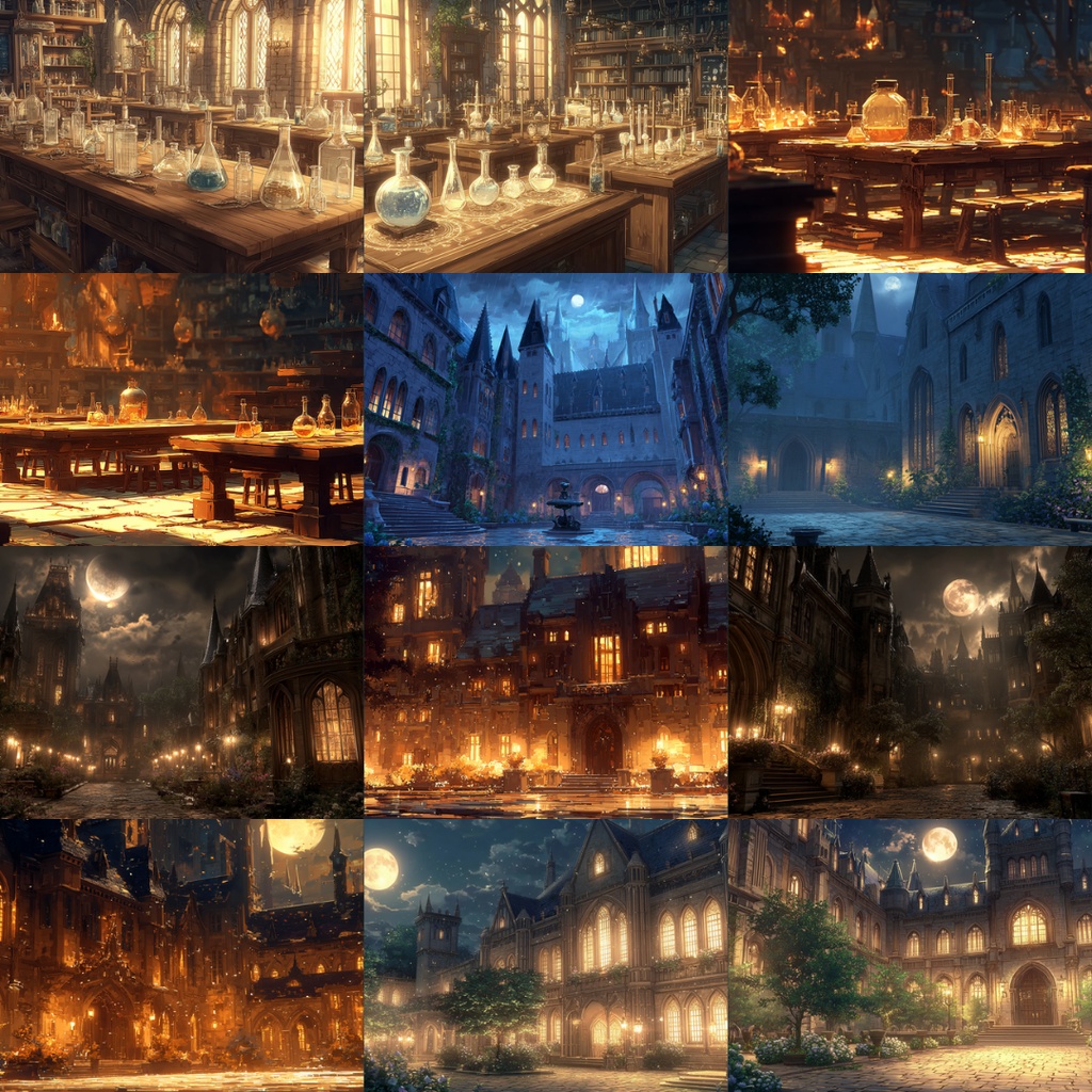 【TRPG背景素材】魔法学校 183枚|教室・図書館・回廊・錬金術実験室・講堂・禁書・決闘場・校長室・大聖堂・食堂・寮・外観etc