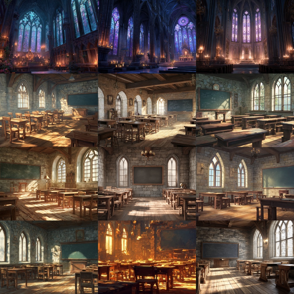 【TRPG背景素材】魔法学校 183枚|教室・図書館・回廊・錬金術実験室・講堂・禁書・決闘場・校長室・大聖堂・食堂・寮・外観etc