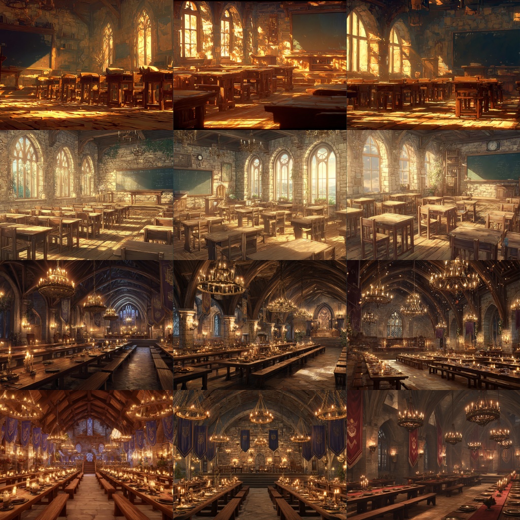 【TRPG背景素材】魔法学校 183枚|教室・図書館・回廊・錬金術実験室・講堂・禁書・決闘場・校長室・大聖堂・食堂・寮・外観etc