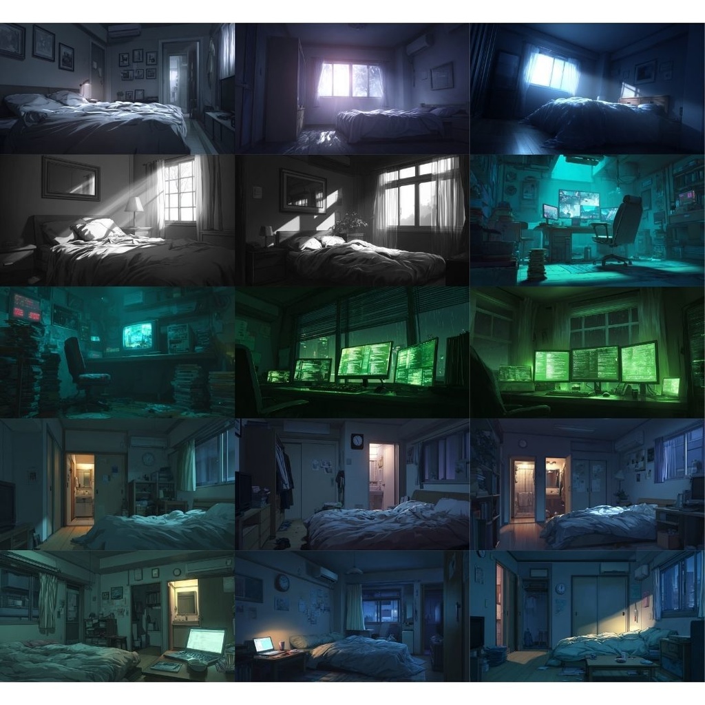 【TRPG背景素材】不穏な部屋 115枚|ワンルーム•ホラー•暗闇etc