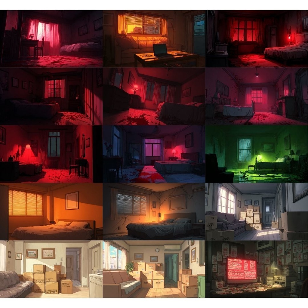 【TRPG背景素材】不穏な部屋 115枚|ワンルーム•ホラー•暗闇etc