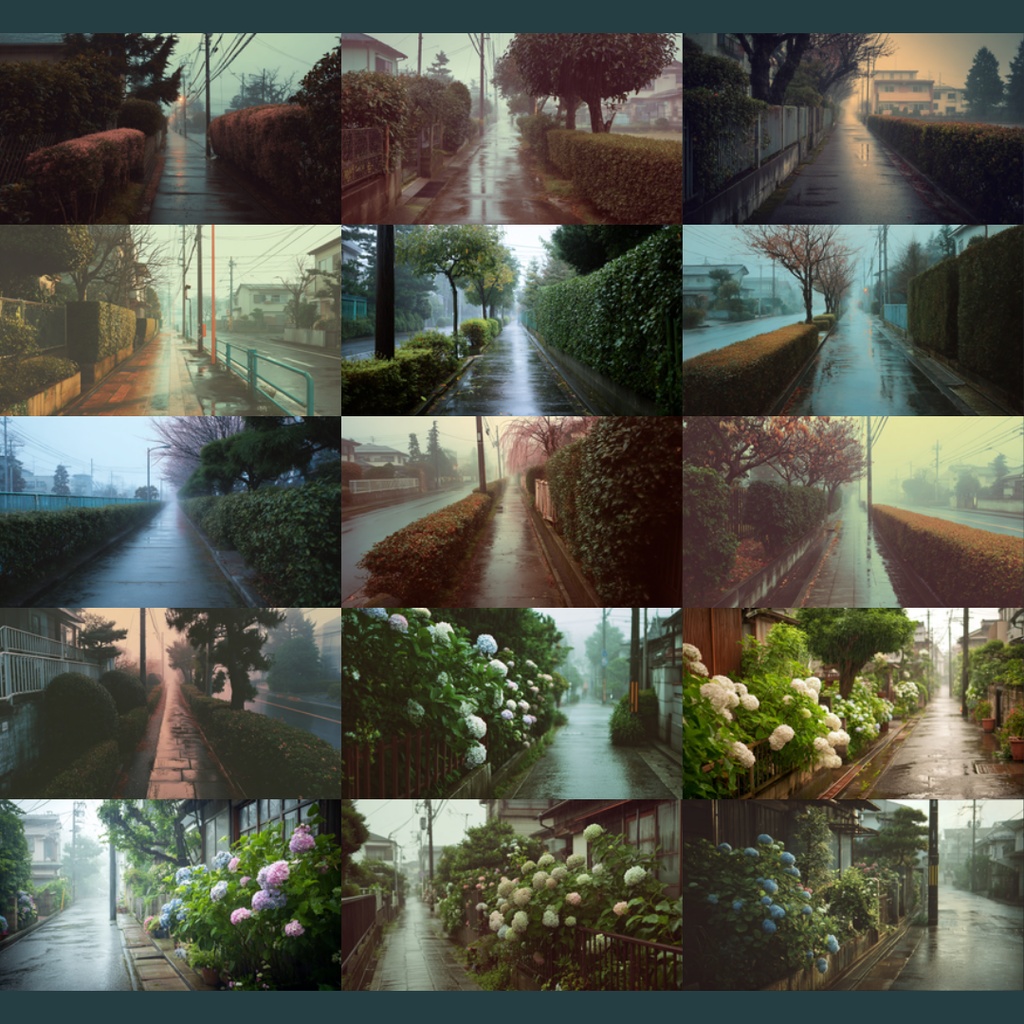 【TRPG背景素材】雨の街中 87枚|住宅街・街頭・紫陽花・古道・高架下・窓越しetc