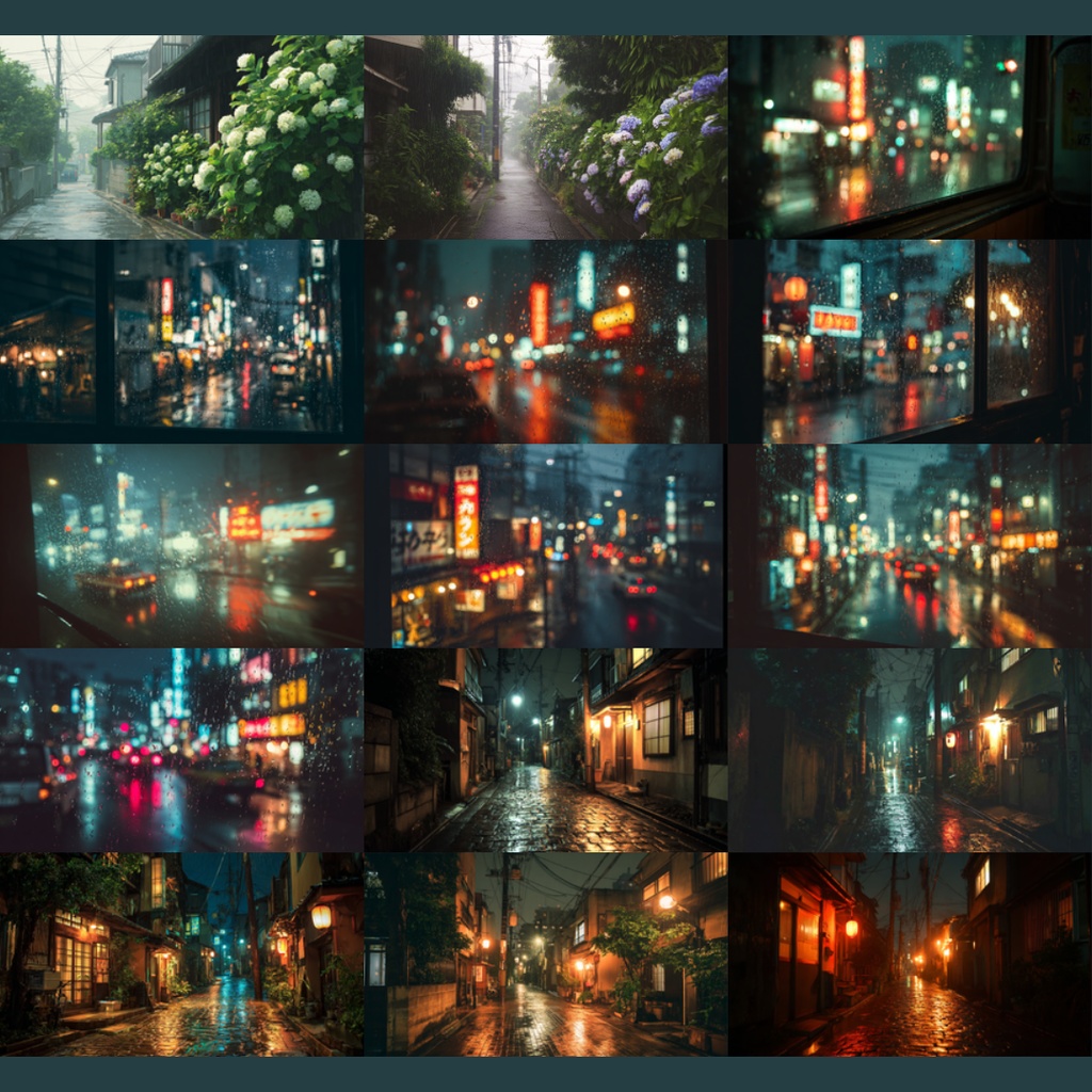 【TRPG背景素材】雨の街中 87枚|住宅街・街頭・紫陽花・古道・高架下・窓越しetc
