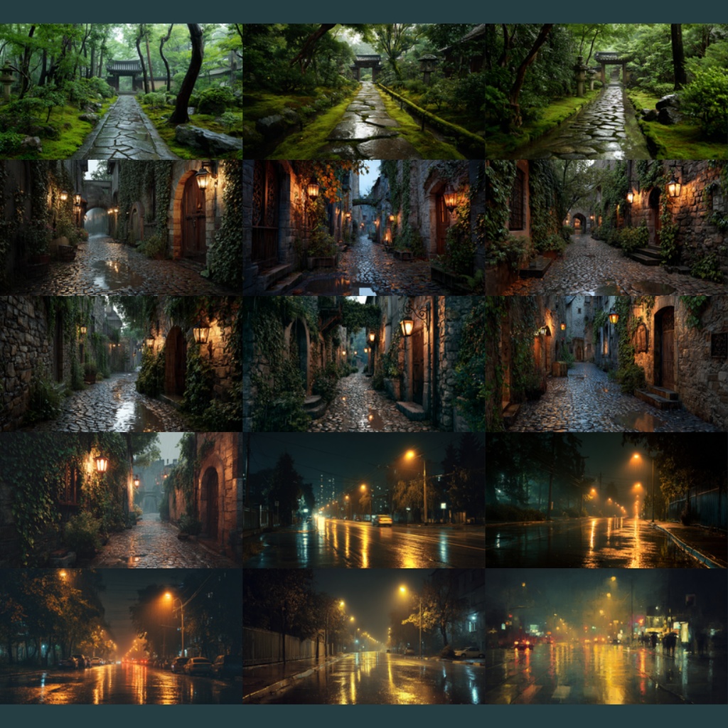 【TRPG背景素材】雨の街中 87枚|住宅街・街頭・紫陽花・古道・高架下・窓越しetc