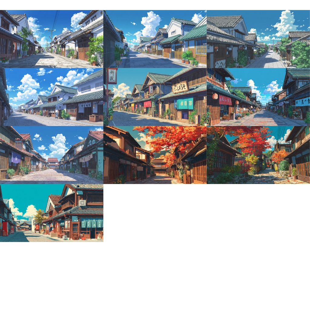 【TRPG背景素材】小江戸風 100枚|春夏秋冬・街並み・川沿い・裏路地etc