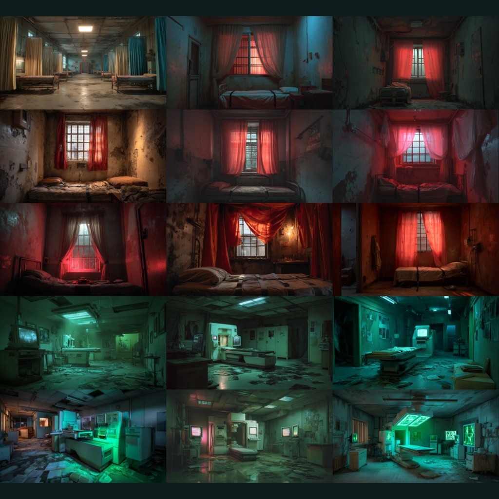 【背景素材】不穏な病院137枚|個室・大部屋・廊下・隔離病室・ICU・精神科・夜の病室(TRPG, CoC, マダミス, ココフォリア, ゲーム)