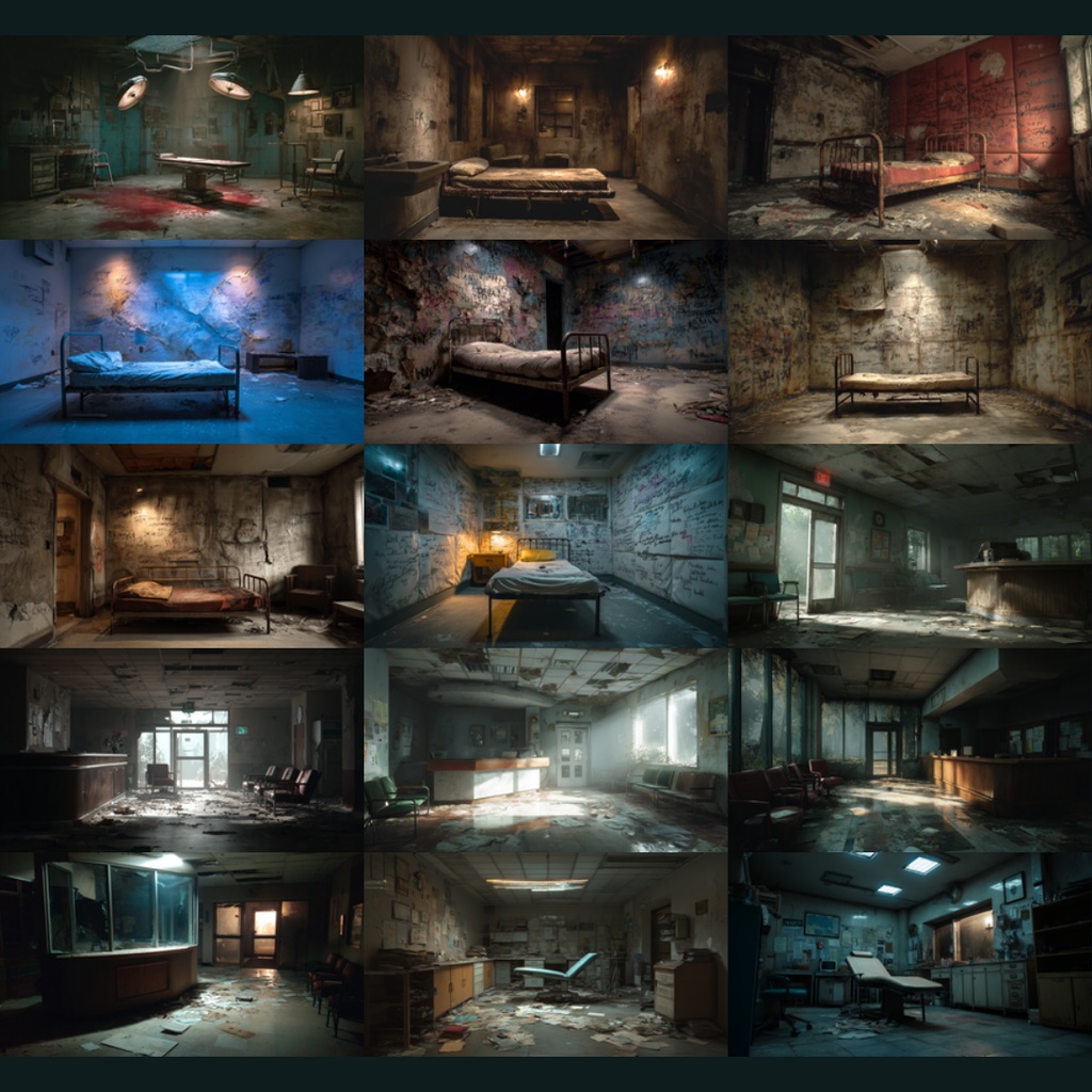 【背景素材】不穏な病院137枚|個室・大部屋・廊下・隔離病室・ICU・精神科・夜の病室(TRPG, CoC, マダミス, ココフォリア, ゲーム)