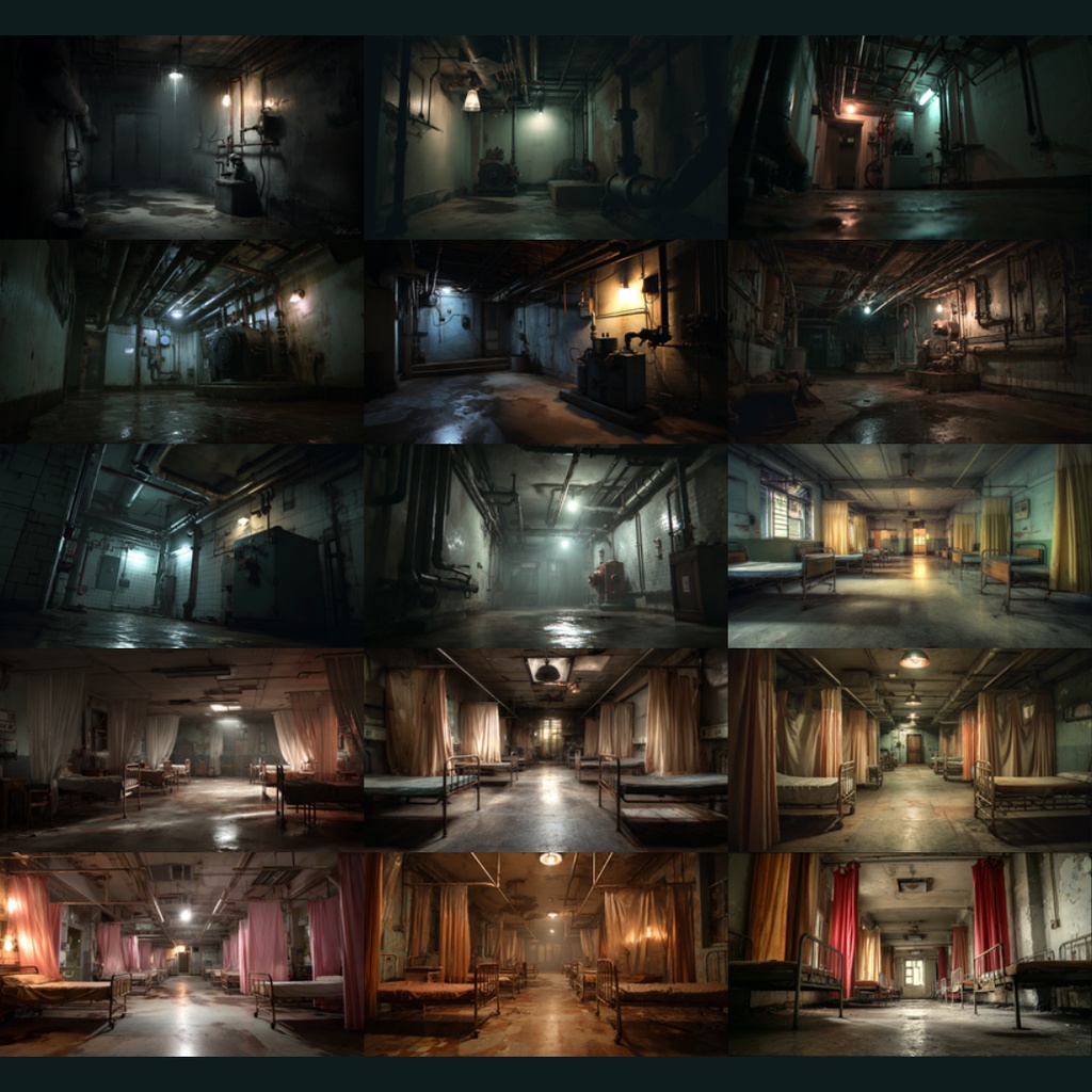 【背景素材】不穏な病院137枚|個室・大部屋・廊下・隔離病室・ICU・精神科・夜の病室(TRPG, CoC, マダミス, ココフォリア, ゲーム)