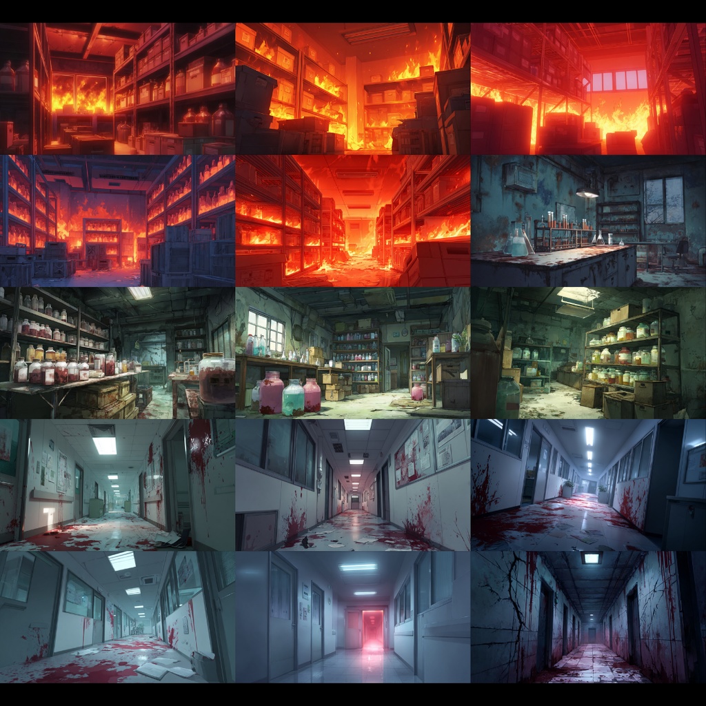 【TRPG背景素材】不穏な研究所 200枚|研究室•外観•会議室•培養液•廊下•階段•休憩室•倉庫etc