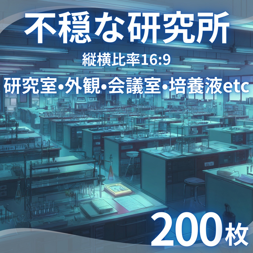 【TRPG背景素材】不穏な研究所 200枚｜研究室•外観•会議室•培養液•廊下•階段•休憩室•倉庫etc