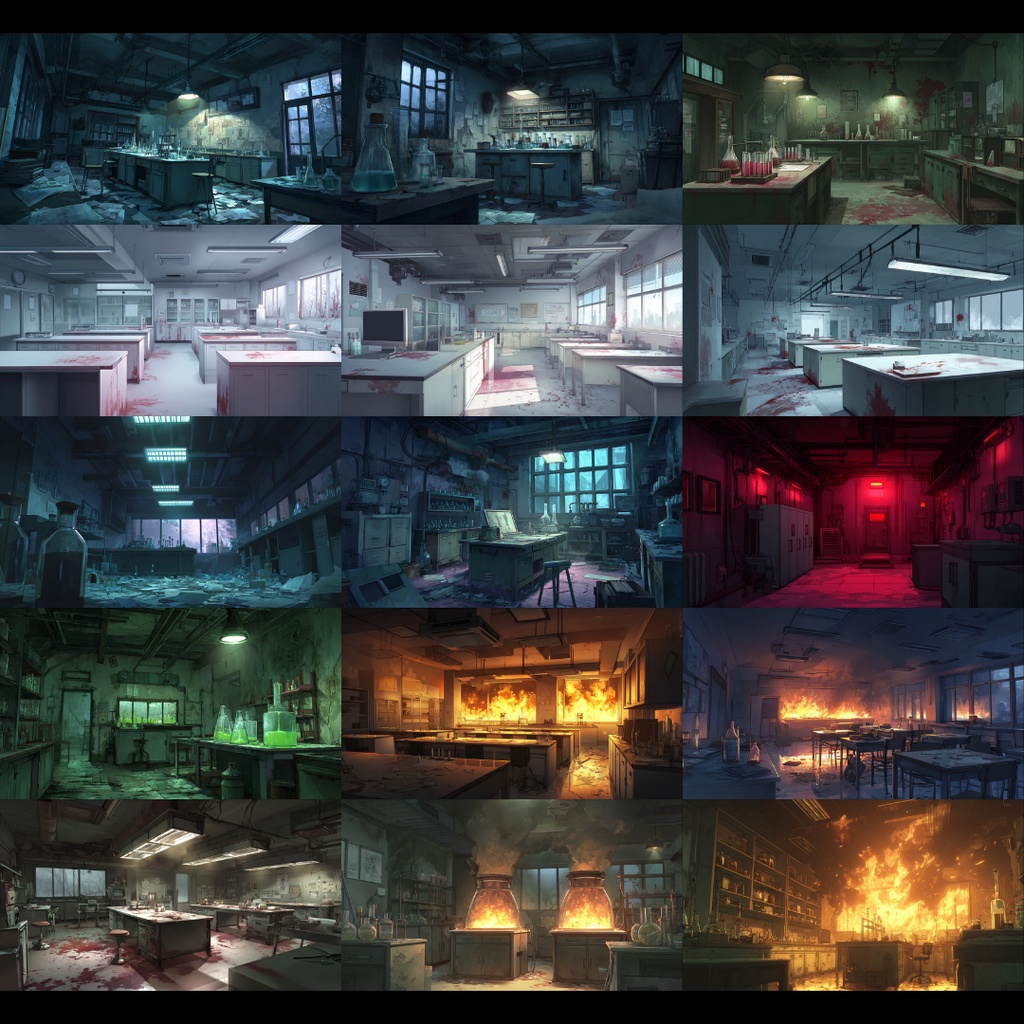 【TRPG背景素材】不穏な研究所 200枚|研究室•外観•会議室•培養液•廊下•階段•休憩室•倉庫etc