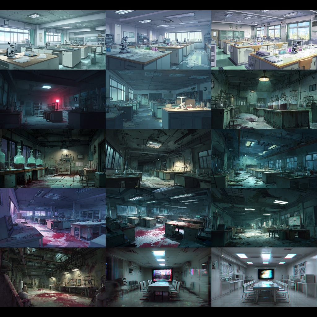 【TRPG背景素材】不穏な研究所 200枚|研究室•外観•会議室•培養液•廊下•階段•休憩室•倉庫etc