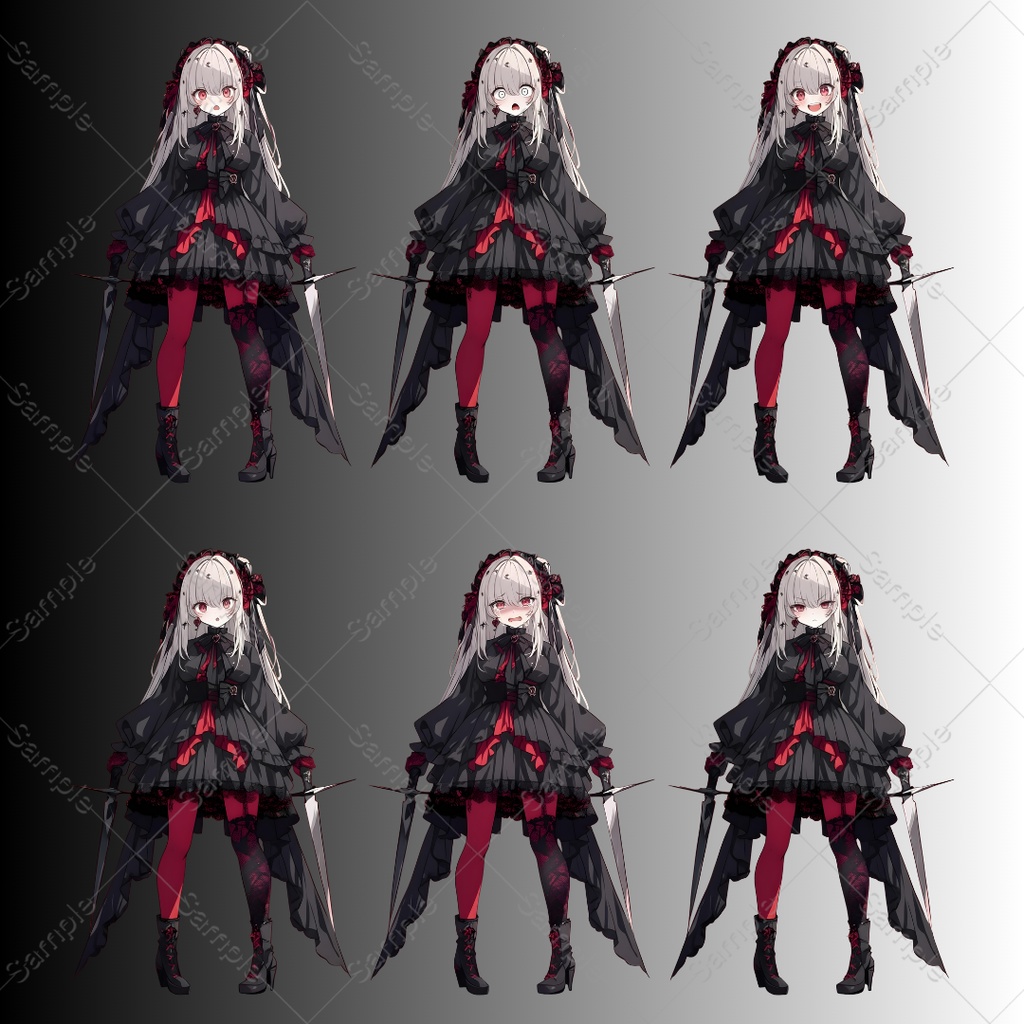 【立ち絵素材】女性(剣士・殺し屋)表情差分20種|TRPG・ゲーム素材・配信素材