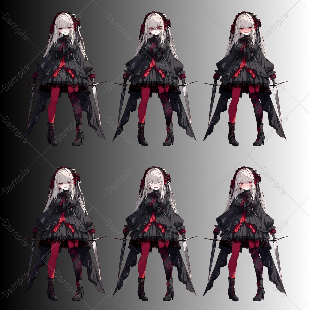 【立ち絵素材】女性(剣士・殺し屋)表情差分20種|TRPG・ゲーム素材・配信素材