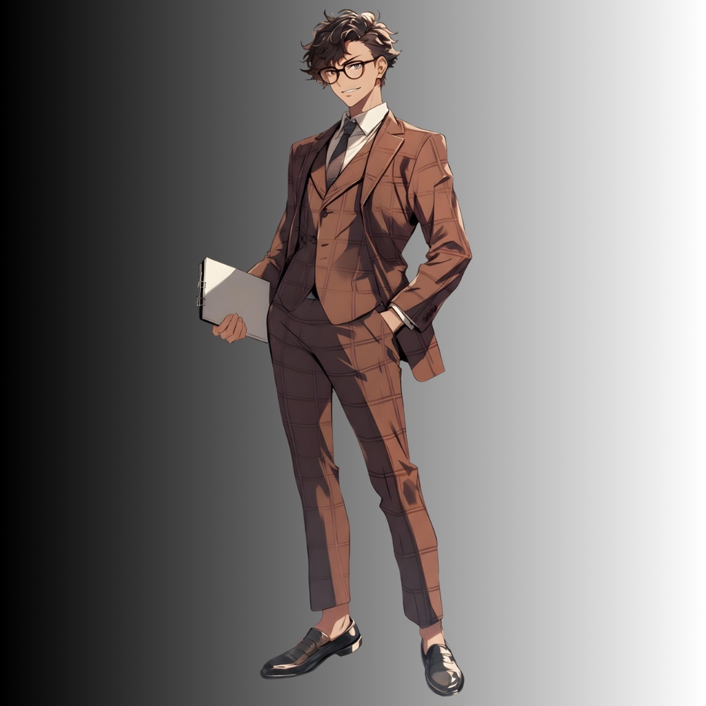 【無料立ち絵素材】男性(探偵・メガネ)表情差分10種|TRPG・ゲーム素材・配信素材