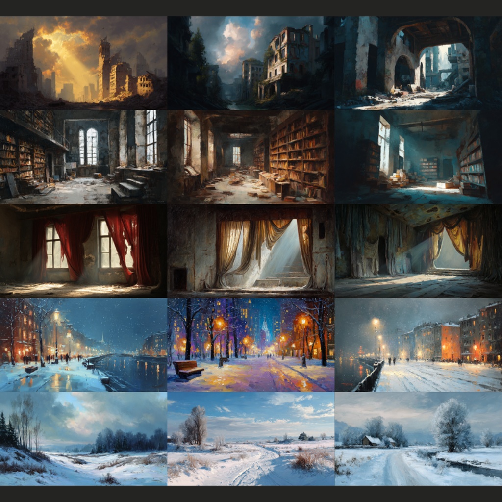 【背景素材】 油絵風|日常/非日常 201枚|部屋•風景•中世•街並み•海外etc(TRPG, マダミス, ココフォリア, ゲーム)