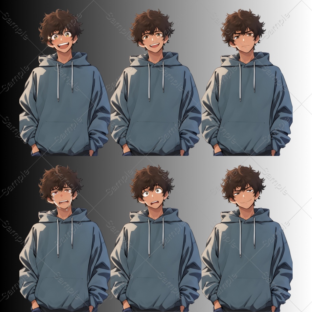 【立ち絵素材】4キャラクター×表情差分20種|80点|TRPG・ゲーム素材・配信素材|男性・女性・殺し屋・サラリーマン