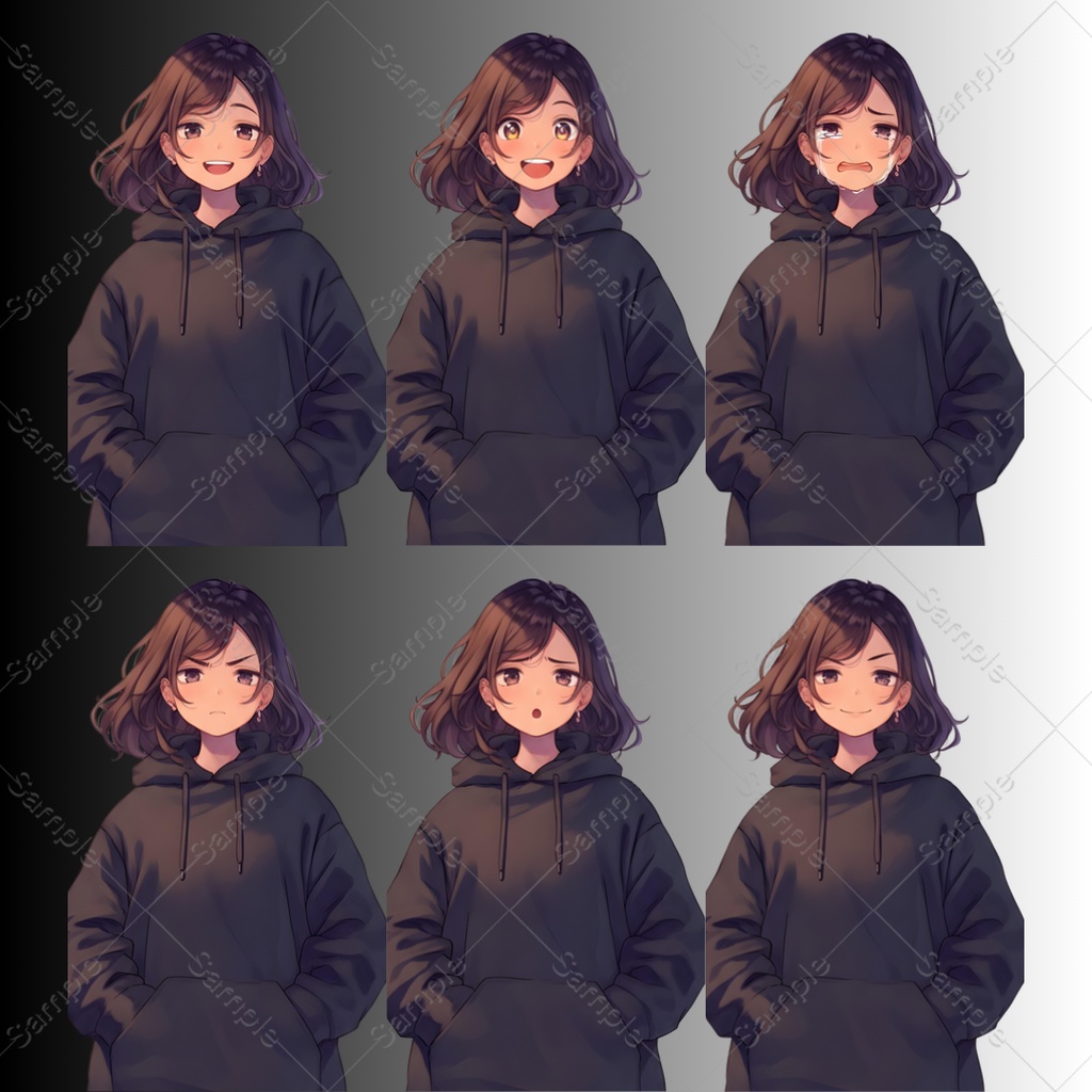 【立ち絵素材】4キャラクター×表情差分20種|80点|TRPG・ゲーム素材・配信素材|男性・女性・殺し屋・サラリーマン