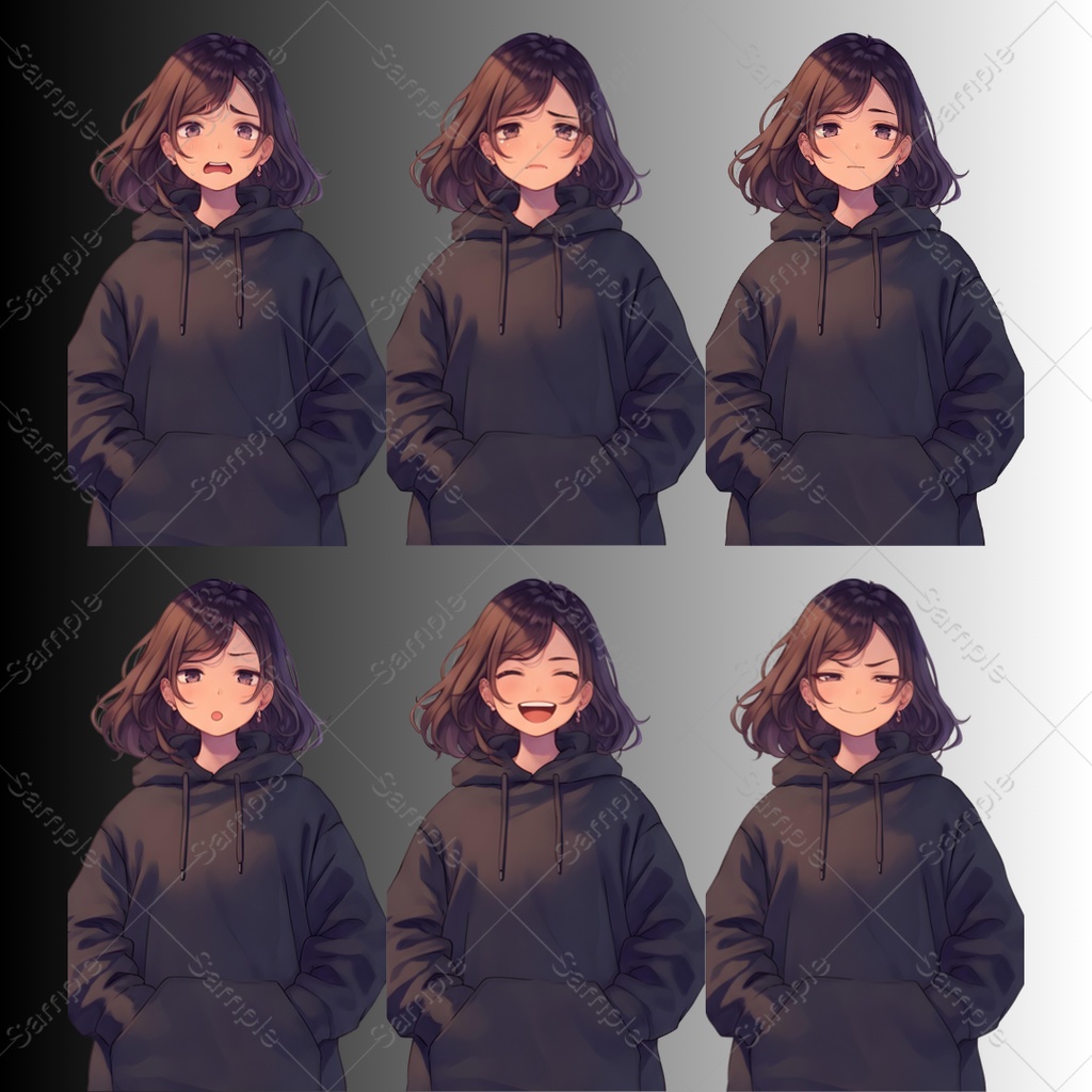 【立ち絵素材】4キャラクター×表情差分20種|80点|TRPG・ゲーム素材・配信素材|男性・女性・殺し屋・サラリーマン