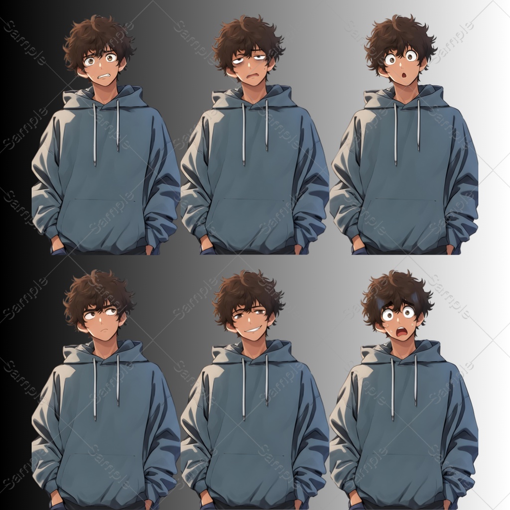 【立ち絵素材】4キャラクター×表情差分20種|80点|TRPG・ゲーム素材・配信素材|男性・女性・殺し屋・サラリーマン