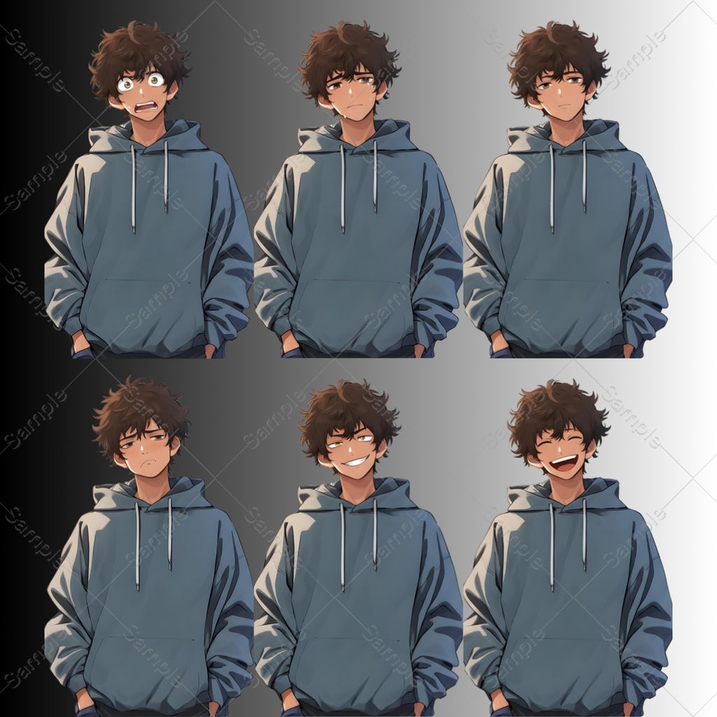 【立ち絵素材】4キャラクター×表情差分20種|80点|TRPG・ゲーム素材・配信素材|男性・女性・殺し屋・サラリーマン