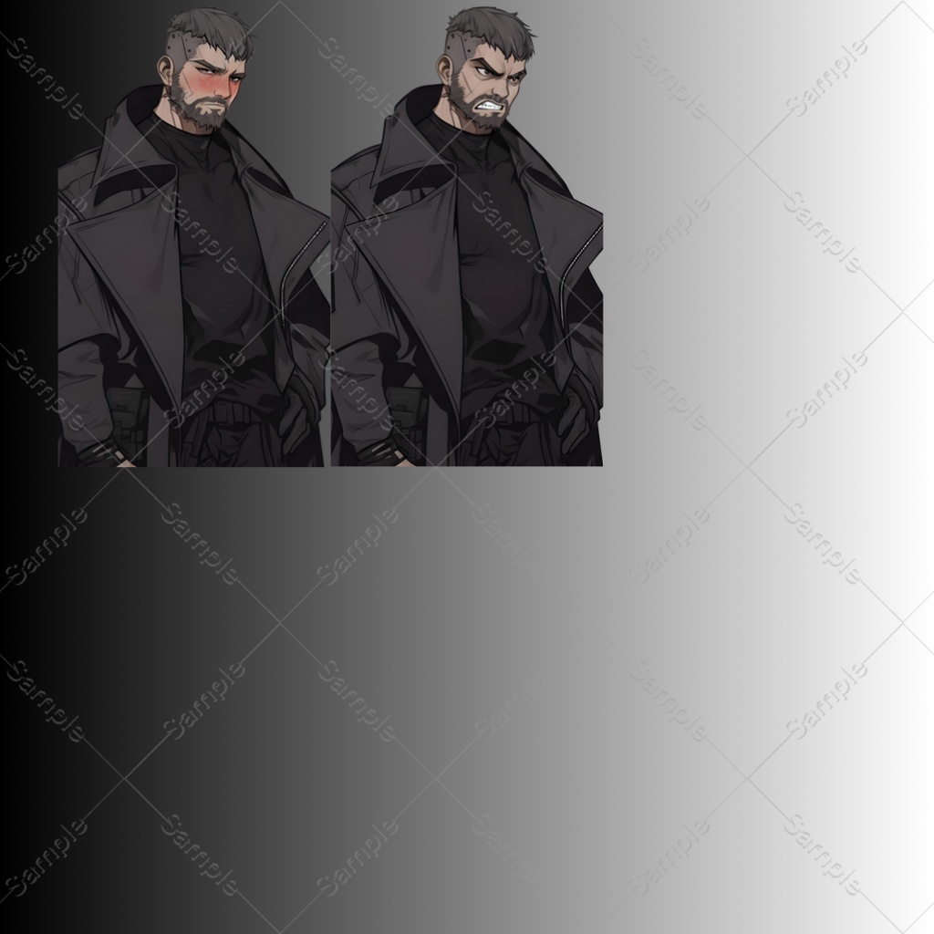 【立ち絵素材】4キャラクター×表情差分20種|80点|TRPG・ゲーム素材・配信素材|男性・女性・殺し屋・サラリーマン