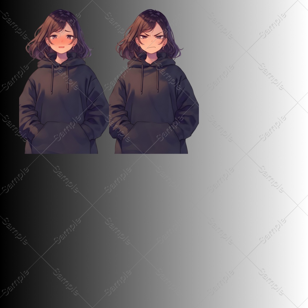 【立ち絵素材】4キャラクター×表情差分20種|80点|TRPG・ゲーム素材・配信素材|男性・女性・殺し屋・サラリーマン