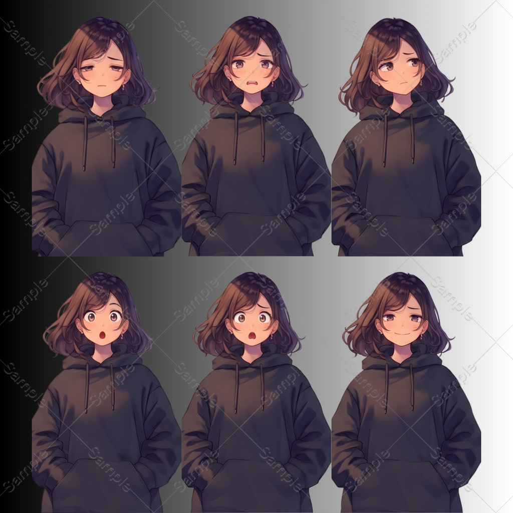 【立ち絵素材】4キャラクター×表情差分20種|80点|TRPG・ゲーム素材・配信素材|男性・女性・殺し屋・サラリーマン