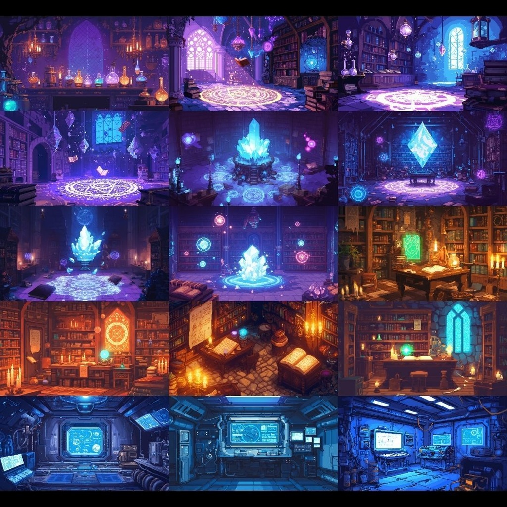 【背景素材】 研究所 ドット絵風 260枚|培養室•冷却室•魔導研究室•廊下•階段•ロビー•休憩室•外観etc(TRPG, マダミス, ココフォリア, ゲーム)