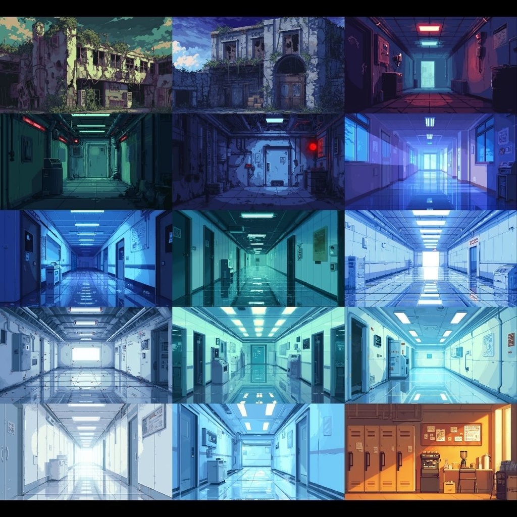 【背景素材】 研究所 ドット絵風 260枚|培養室•冷却室•魔導研究室•廊下•階段•ロビー•休憩室•外観etc(TRPG, マダミス, ココフォリア, ゲーム)