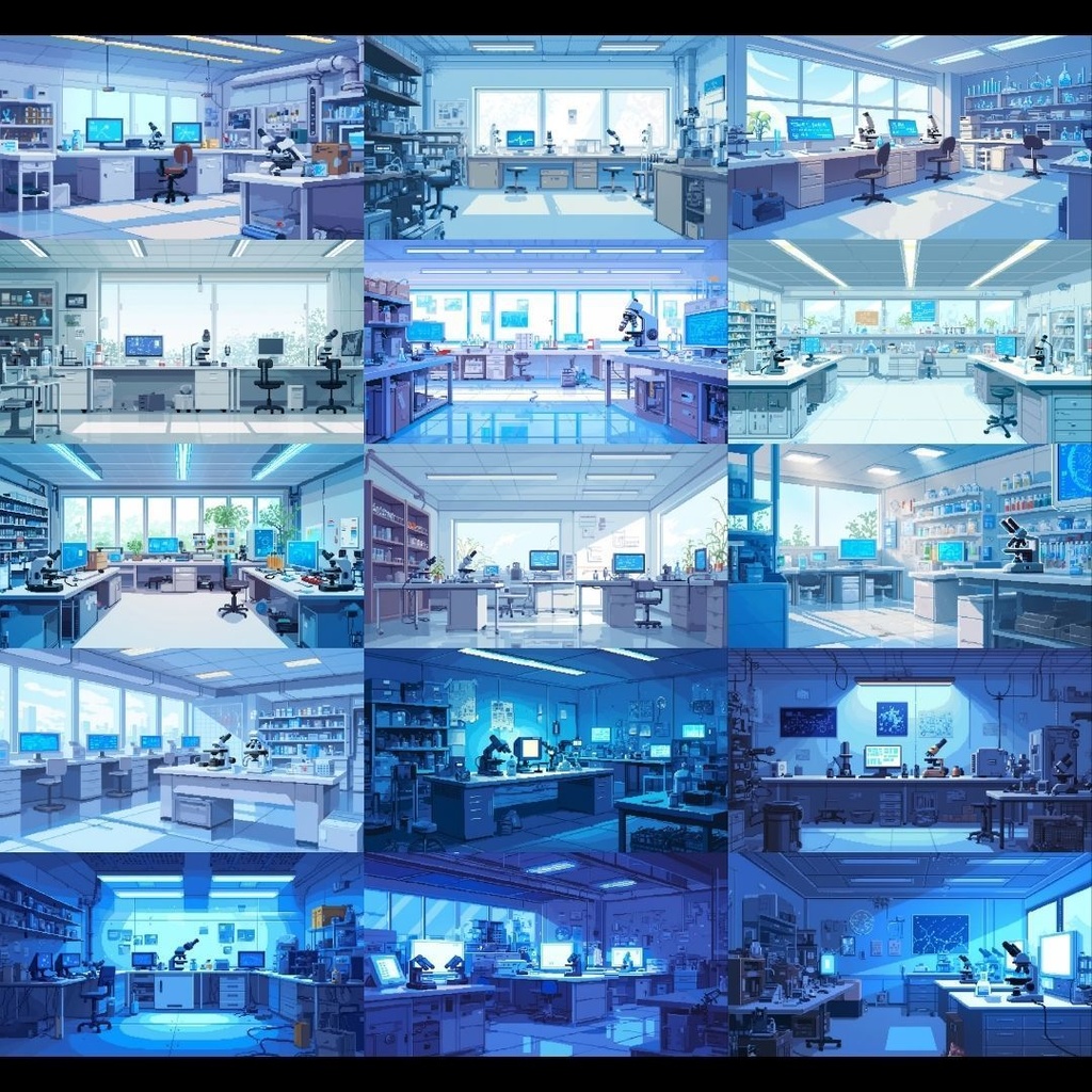 【背景素材】 研究所 ドット絵風 260枚|培養室•冷却室•魔導研究室•廊下•階段•ロビー•休憩室•外観etc(TRPG, マダミス, ココフォリア, ゲーム)